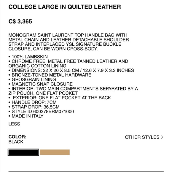 YSL Saint Laurent - Large College Shoulder Bag - Picture 3 of 16